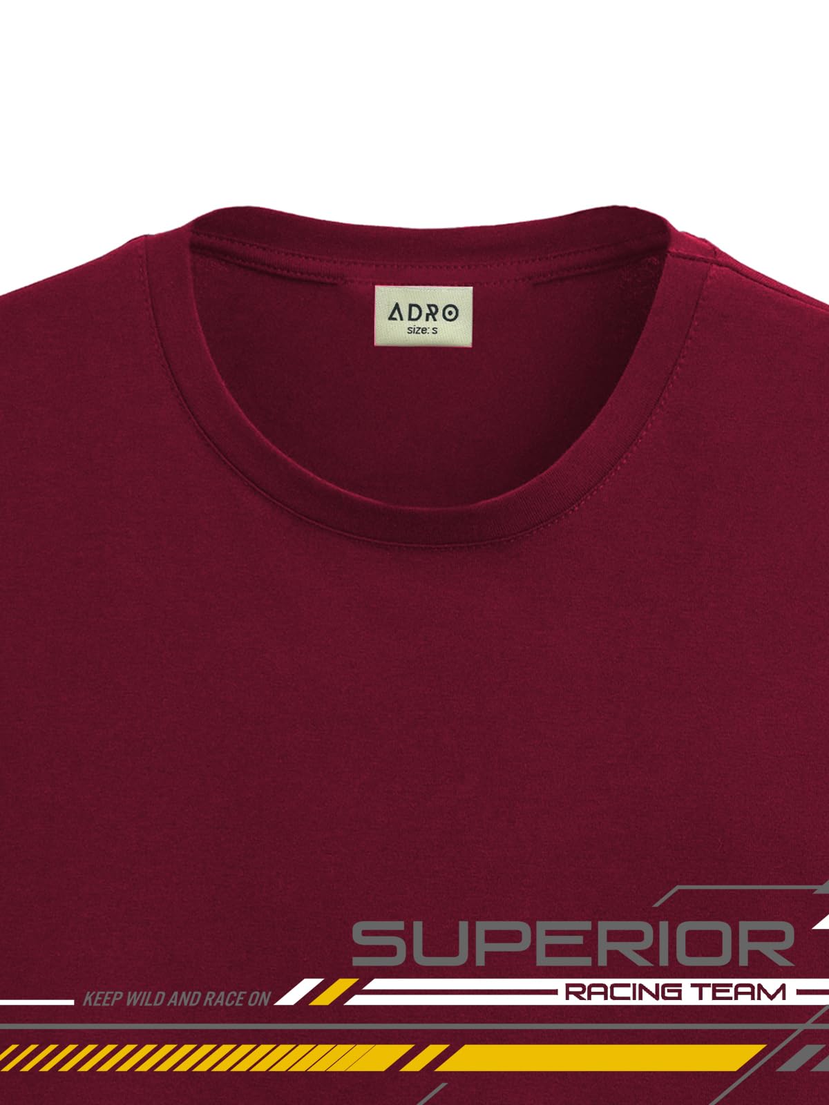 ADRO Men's Graphic Printed 100% Cotton T-Shirt - Regular Fit, Printed T-Shirts for Men (RN24-RAC-MR_Maroon)