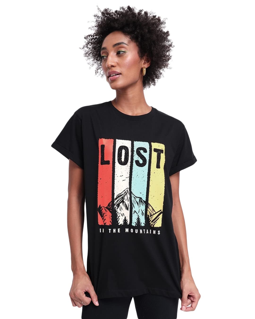 Bewakoof Womens Printed 100% Cotton T-Shirt - Boyfriend Fit, Round Neck, Half Sleeve