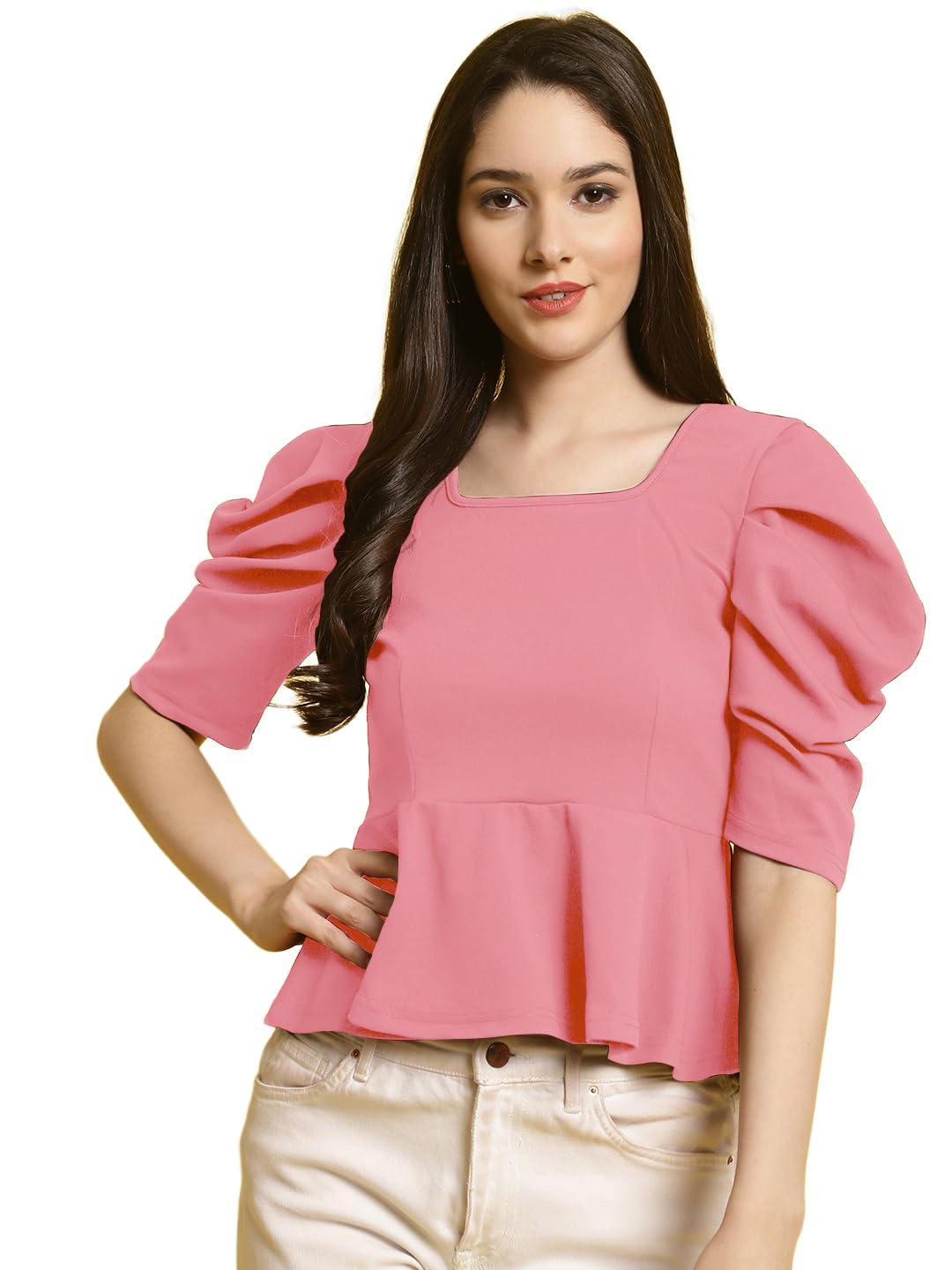 Tee Projekt Womens Casual Trendy Top with Stylish Short Puff Sleeves ll Soft & Stylish Womens Tee
