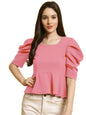 Tee Projekt Womens Casual Trendy Top with Stylish Short Puff Sleeves ll Soft & Stylish Womens Tee