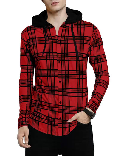 Noble Monk MenS Checkered Long Sleeve Shirts |Button Down Shirts With Hoodie