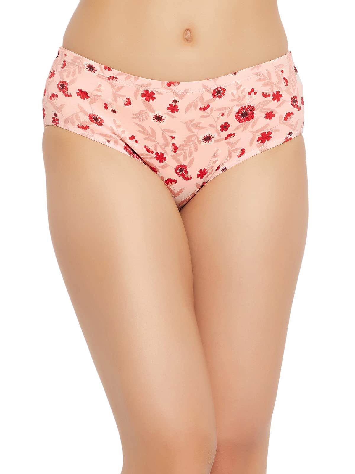 Clovia WomenS Cotton Mid Waist Floral Print Hipster Pantywith Inner Elastic(Pn2488D22_Pink_M)