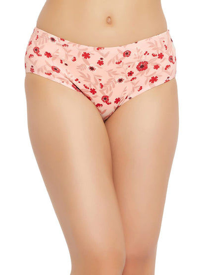 Clovia WomenS Cotton Mid Waist Floral Print Hipster Pantywith Inner Elastic(Pn2488D22_Pink_M)