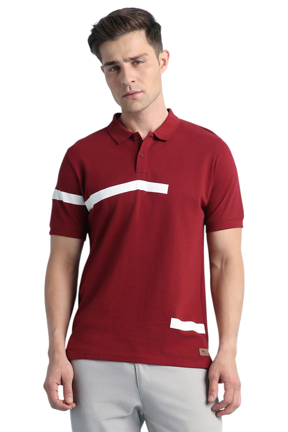 Dennis Lingo Men Regular Fit Polo Collar Cotton Half Sleeve T-Shirt Cabernet