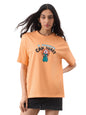 The Souled Store Disney: Women and Girls Short Sleeves Round Neck Orange Typography Graphic Printed Cotton Lightweight Everyday