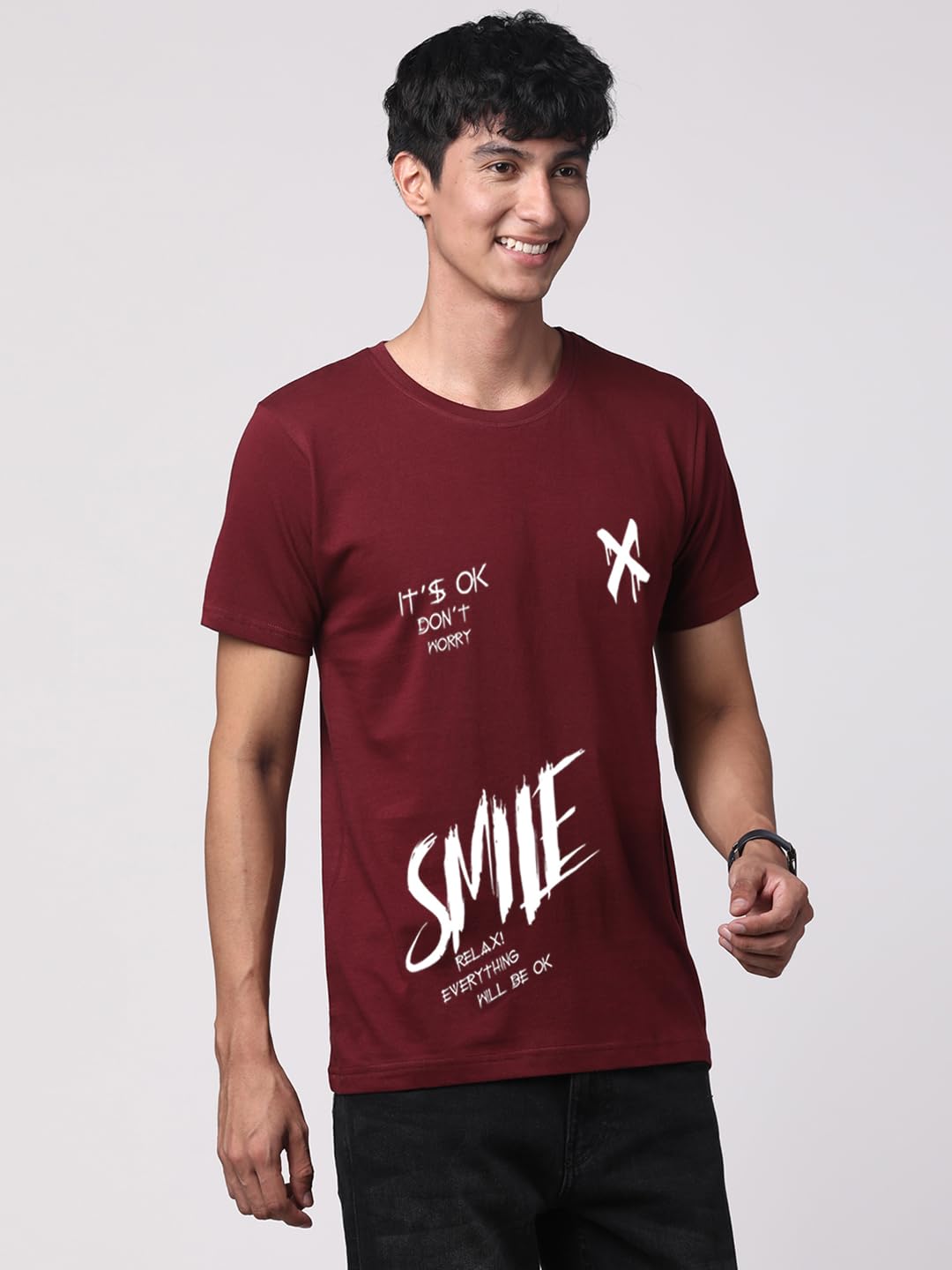ADRO Mens Smile Printed Cotton T-Shirt_RN24-L2-SMILE-MR