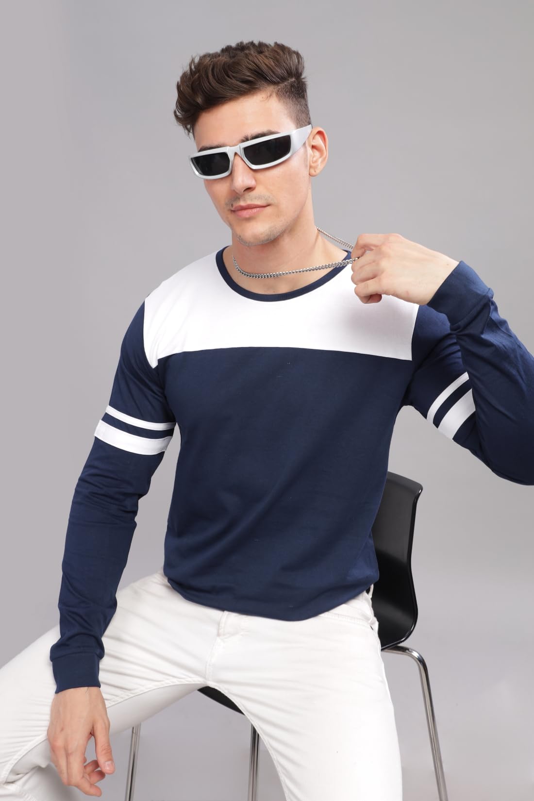 ADRO Full Sleeve Tshirt for Men | Colorblock T Shirt for Men | 100% Cotton Tshirt | Full Sleeve T-Shirt | Mens Full Sleeves T Sh