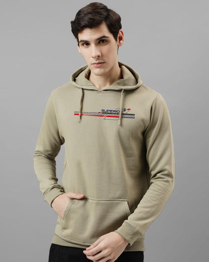 ADRO Men's Cotton Blend Neck Hooded Sweatshirt (H24-RAC-BE_Beige