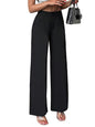 Toochki Womens Straight Fit Spandex Solid Black Trousers