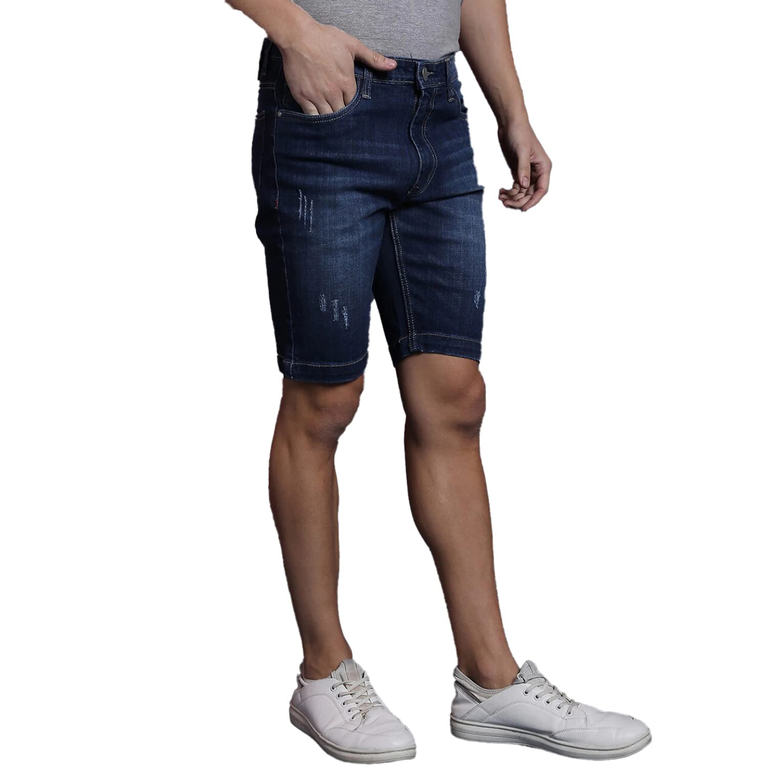 Campus Sutra Mens Boyfriend Shorts (SSCS23JN_SHORT53_M_PLN_NBU_Blue