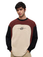 The Souled Store Naruto Shippuden: Konoha Leaf Rogue Men and Boys Round Neck Brown Colour Block Cotton Oversized Full Sleeve T-S