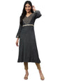 Grey Embroidered A-Line Winter Dress (Size: XS)-24NOA13706-703176