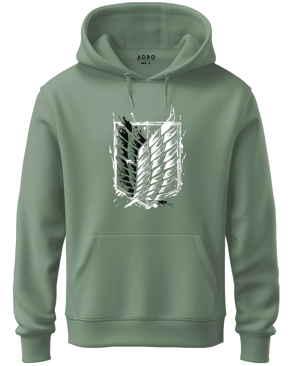 ADRO Men's Cotton Neck Hooded Sweatshirt (H22-M-WINN-PT_Pista)