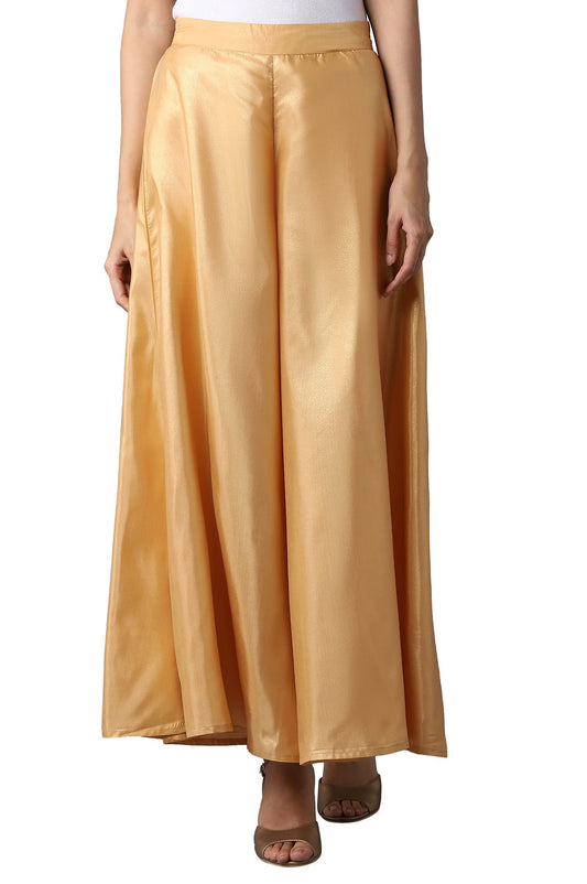 Aurelia WomenS Gold Solid Sharara Ethnic Bottomwear