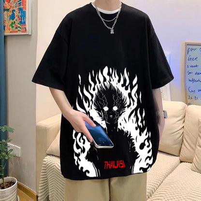 Thalasi Gen Z One Piece Oversized T-Shirts For Men: Black, Round Neck, Baggy Loose Fit & 100% Cotton - Latest Anime Tshirts For