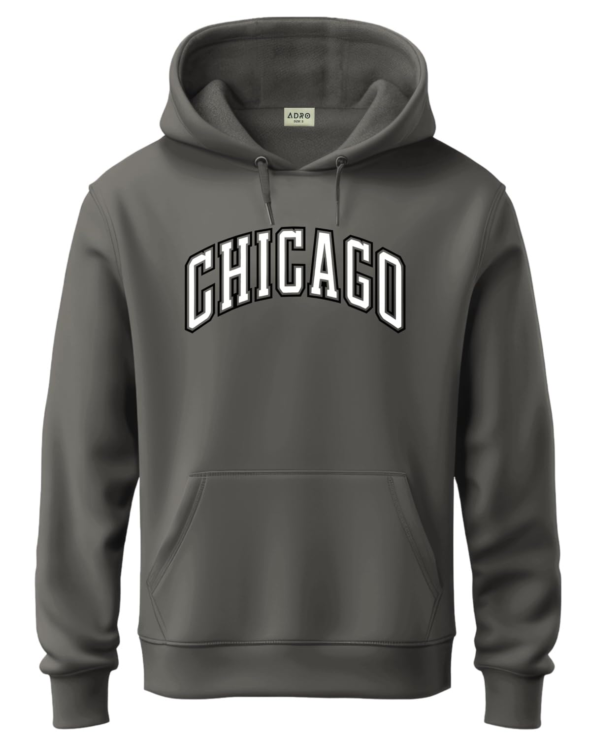 ADRO Men's Cotton Neck Hooded Sweatshirt (H24-CAGO-SG_Steel Grey