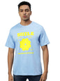 Veirdo Mens Oversized Loose Baggy Fit Round Neck Short Sleeve Smile Flower Graphic Printed Cotton T-Shirt For