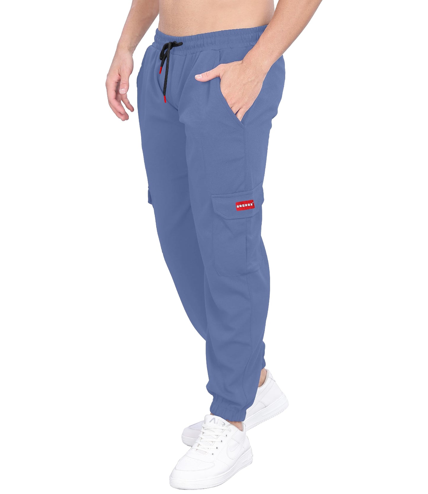 SHODOX Mens Casual Regular Fit Cargo Trackpant with Drawstring, Elastic Bottom with Side Pockets (Pack of 1)