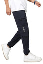 SHODOX Mens Casual Regular Fit Cargo Trackpant with Drawstring, Side Pockets & Elastic Bottom Navy