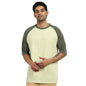 Nobero MenS Colorblock Oversized Fit T-Shirt (1M-Twts-R0103-Bl_Aloe Green