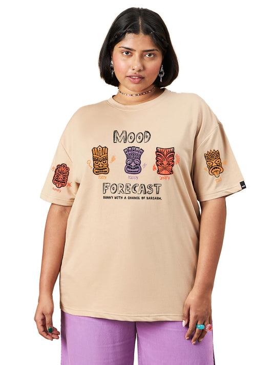 Bewakoof Heavy Duty 1.0 WomenS Graphic Print Oversized Fit Half Sleeve Round Neck Cotton Terry Plus Size T-Shirt_694189_Brown_4