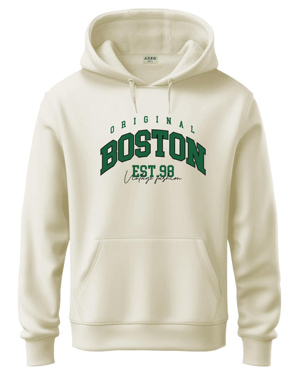 ADRO Mens Cotton Neck Hooded Sweatshirt (H24-BOST-WS_White Sand