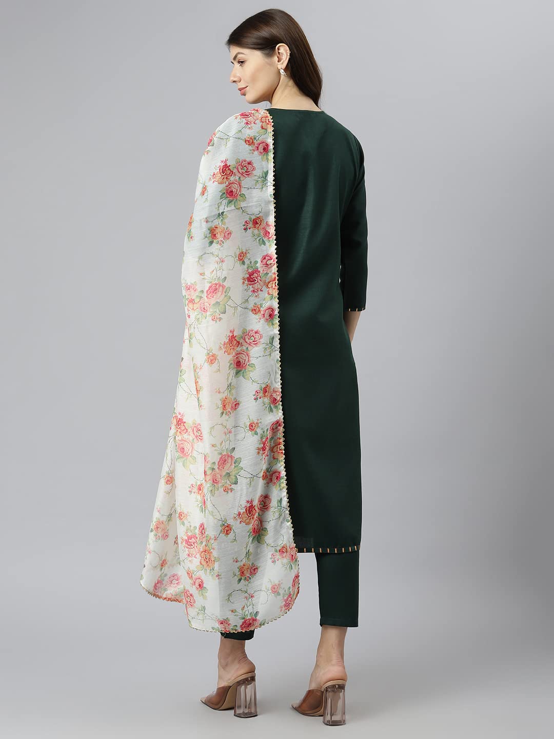 ANNI DESIGNER Women's Polycotton Straight Kurta with Pant & Dupatta (Amrik_NEW01)