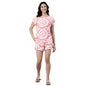 Enamor EC14 Tie & Dye Printed Home Tee and Shorts Set for Women with Ruffled Trim