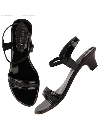 Shoetopia Womens/Girls Black Embellished Kitten Heels