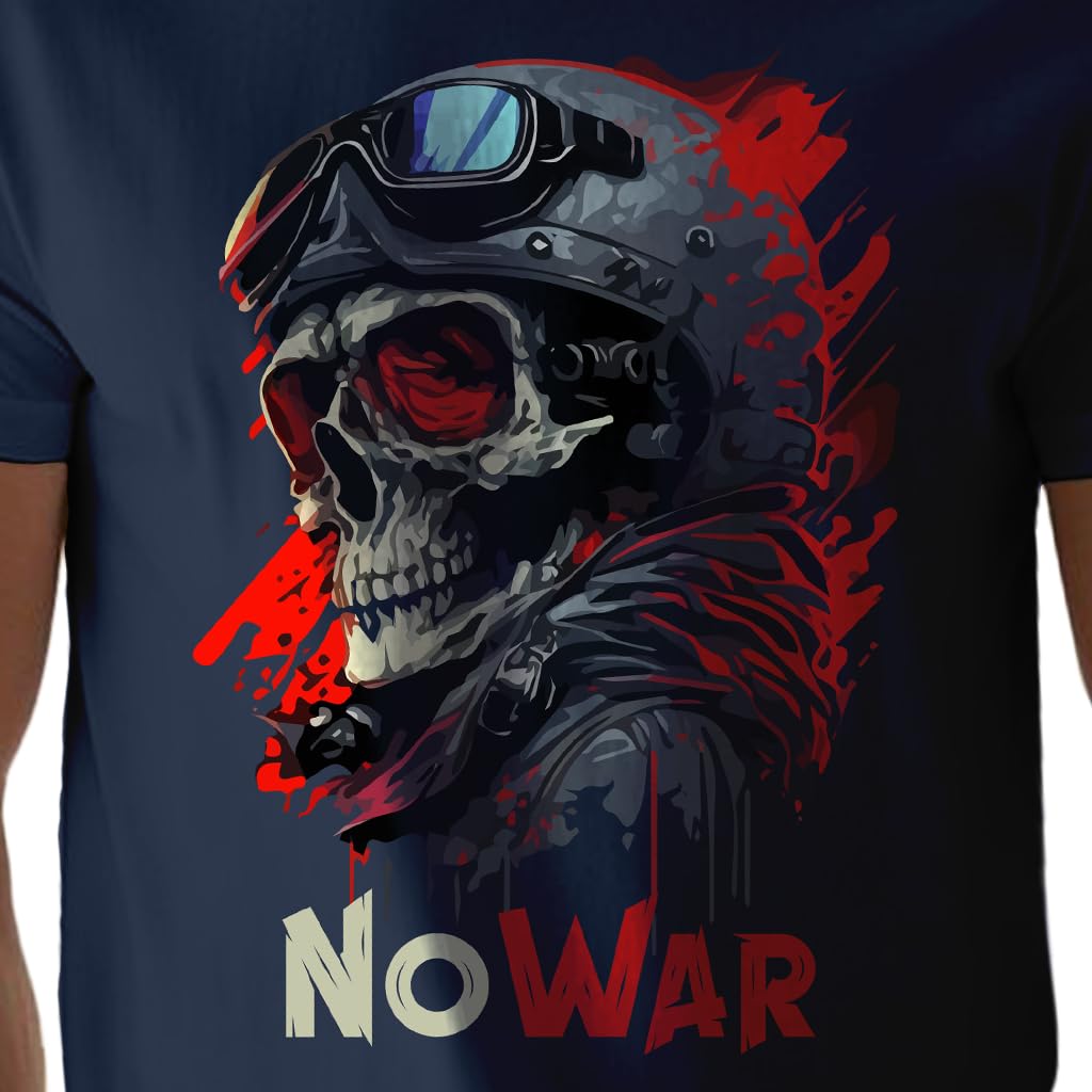 Peppyzone Mens Regular Fit T-Shirt (PZ-SkullRider139_Navy Blue