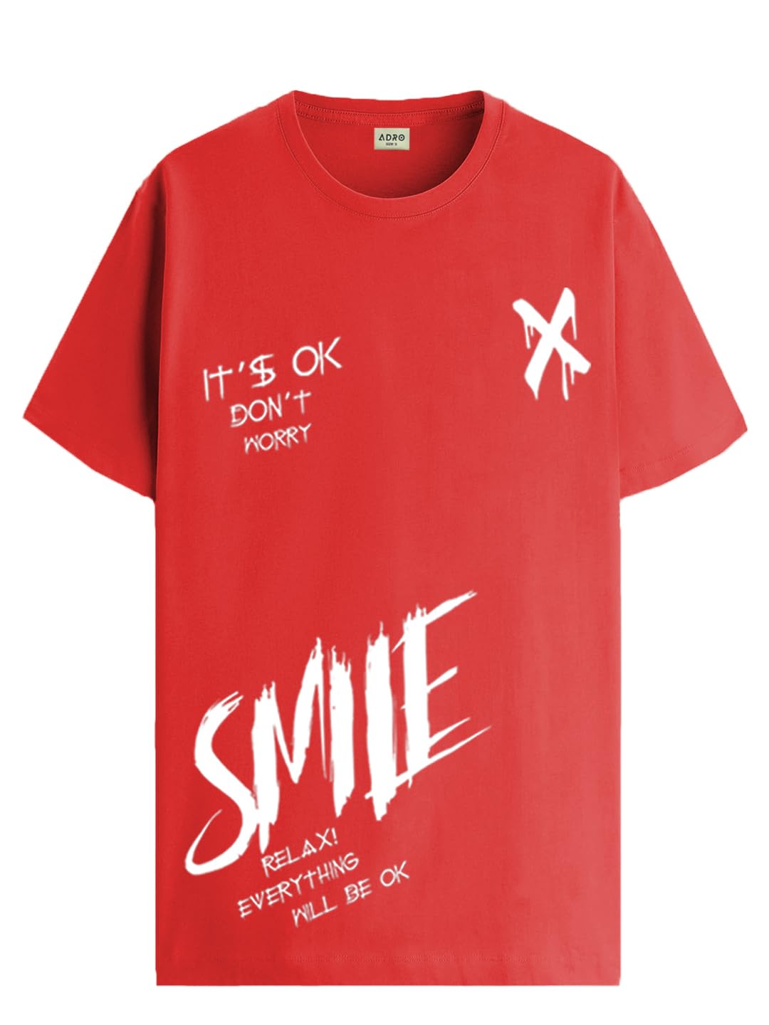 ADRO Mens Smile Printed Cotton T-Shirt_RN24-L2-SMILE-RD