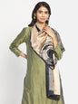 Fabindia Women Silk Abstract Stole Beige_FREESIZE