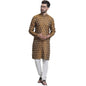 SOJANYA (Since 1958 Men's Silk Blend Booti Jacquard Mustard Kurta & Off-White Churidar Pyjama Set
