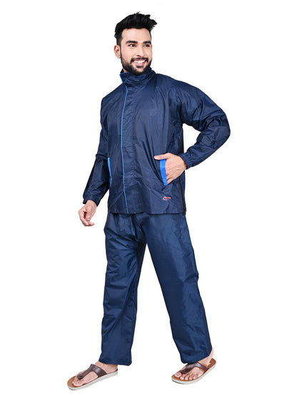 Rupa Rainwear for Men, Deluxe Collection, Waterproof PVC Rain Jacket with Pants and Carry Bag, Pack of 1
