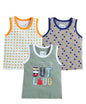 BUMZEE Green & White Boys Sleeveless Vest Pack of 3 Age - 3-6 Months