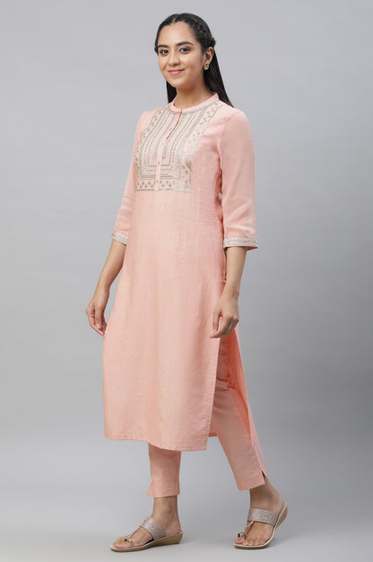 Aurelia WomenS Cotton Kurta Set (24Feas14229-704560_Dusky Peach