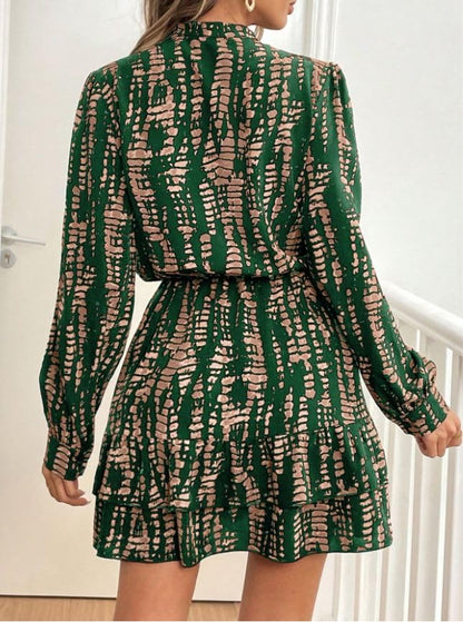 LERIYA FASHION Viscose Rayon Western Mid-Thigh Length Women Party Dress (LF-WD1269_Green
