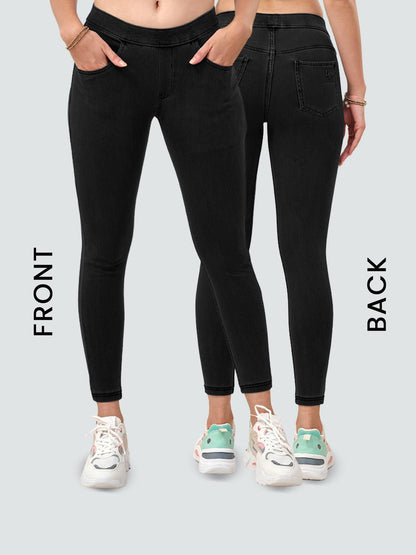 Lyra WomenS Solid Mid Rise | Rich Cotton Knitted Fabric | Regular Length | Pack Of 1 Black
