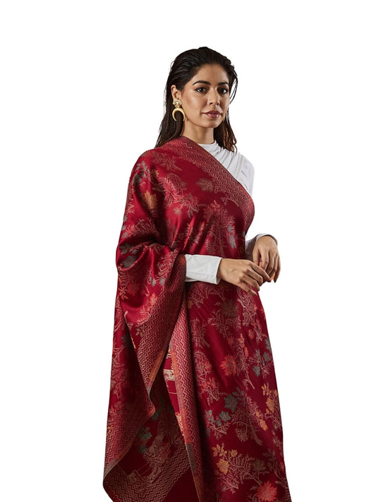 Pashmoda Women Nayab Kaani Wool Blend Stole (Size : 71X203 CM)