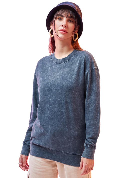 Bewakoof WomenS Solid Oversized Sweatshirt_596409_Blue_2Xl