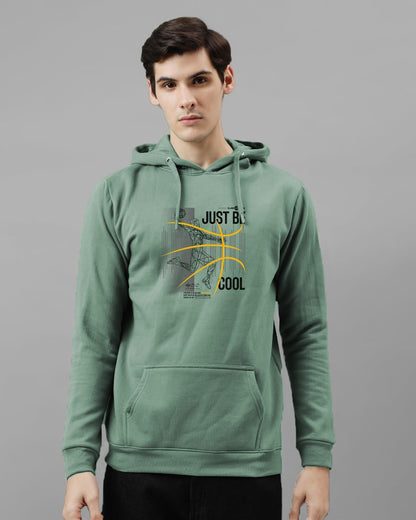 ADRO Mens Cotton Blend Neck Hooded Sweatshirt (H24-BCL-PT_Pista
