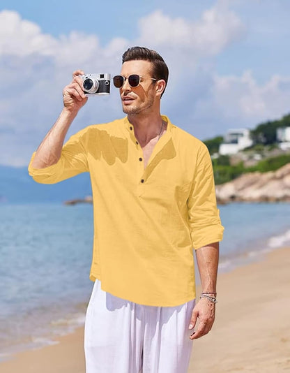 Bellstone MenS Solid Regular Fit Shirt (Kurta800_P_Yellow