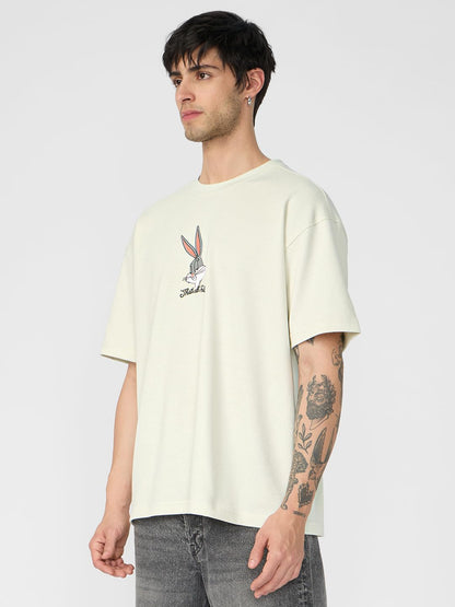 The Souled Store Official Bugs Bunny : Thats All Folks Mens and Boys Oversize Fit Half Sleeves Cotton T-Shirt White