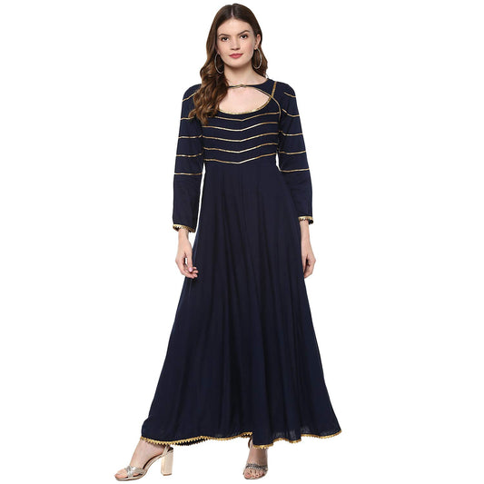 idaLia Women's Rayon A-Line Ankle Length Kurta