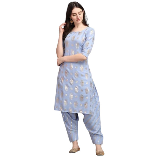 Gufrina WomenS Rayon Straight Kurta & Dhoti Pant With Round Neck 3/4Th Sleeves Solid Pattern Calf Length A Line Style And Regul