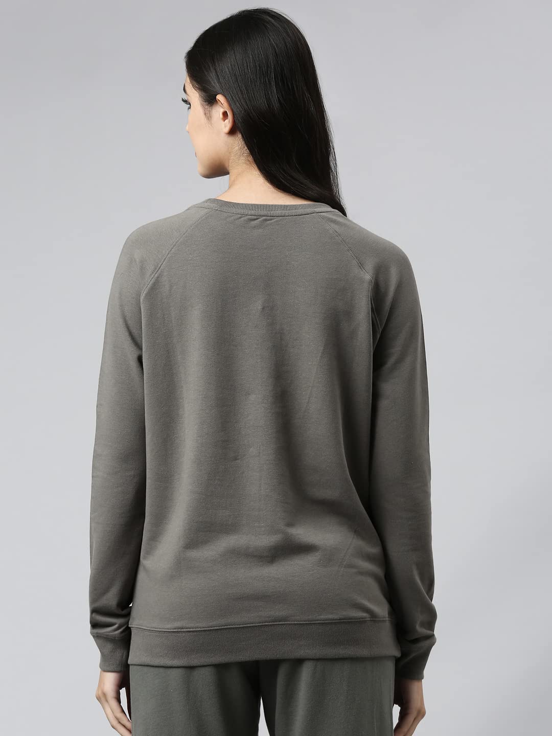 Enamor E079 Crew Neck Stretch Cotton Basic Sweatshirt for Women with Long Sleeves