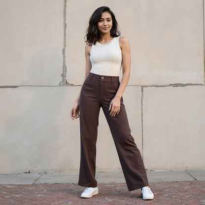 BlissClub Ultimate Straight Tailored Trosuers | CloudSoftTM | Gold Button | Belt Loops | Stylish Pintucks | Mock Fly | 2 Pockets