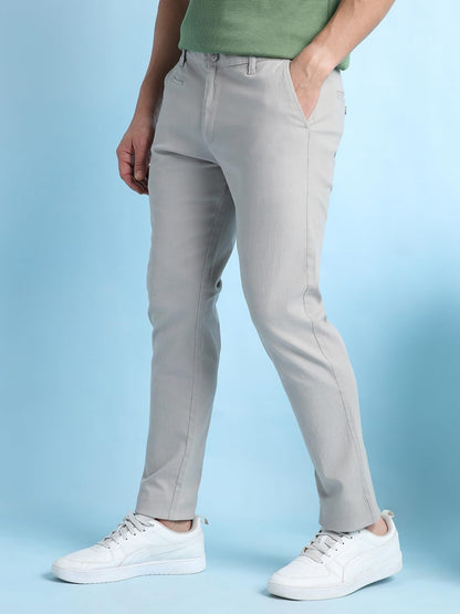 Dennis Lingo Straight fit Cotton Chinos for Men Grey