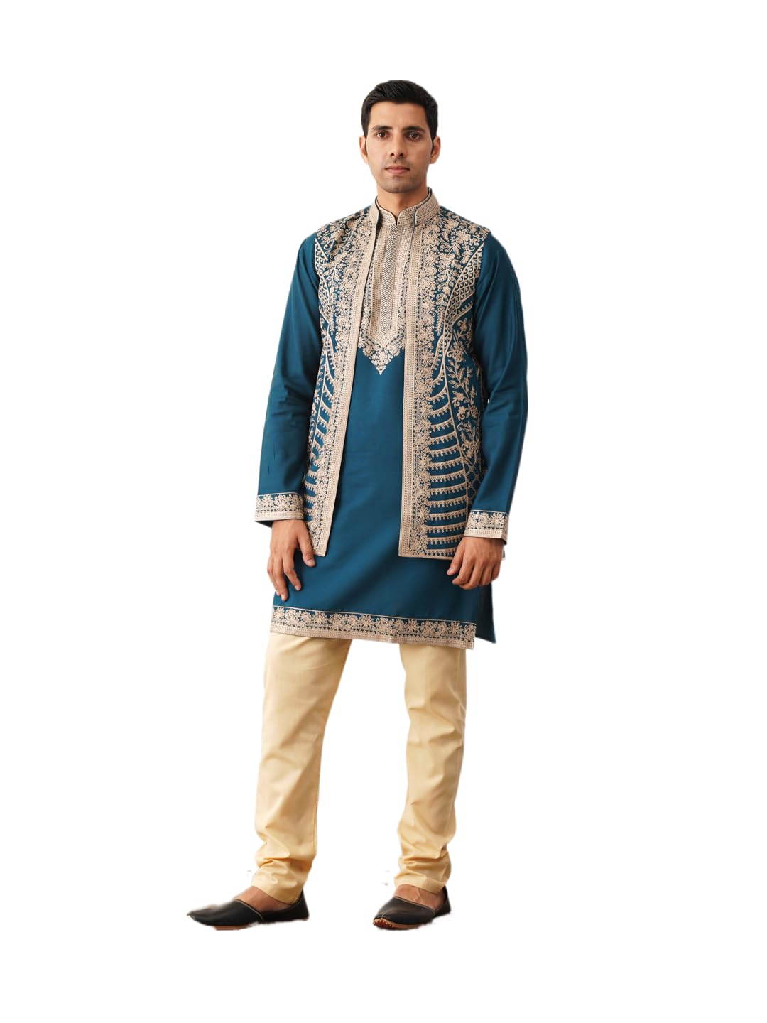 Jompers Mens Embroidered Waistcoat And Kurta Pyjama Set