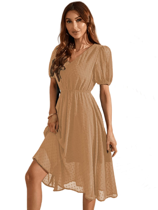Tagas Women'S Georgette A-Line Standard Standard Length Dress (Op-3210-1-Beige-Xs_Beige)